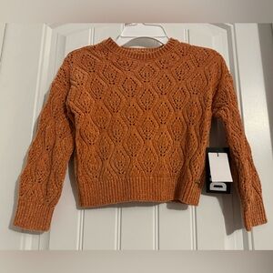 Cute DKNY girls size 5 burnt orange chenille feel long sleeve sweater